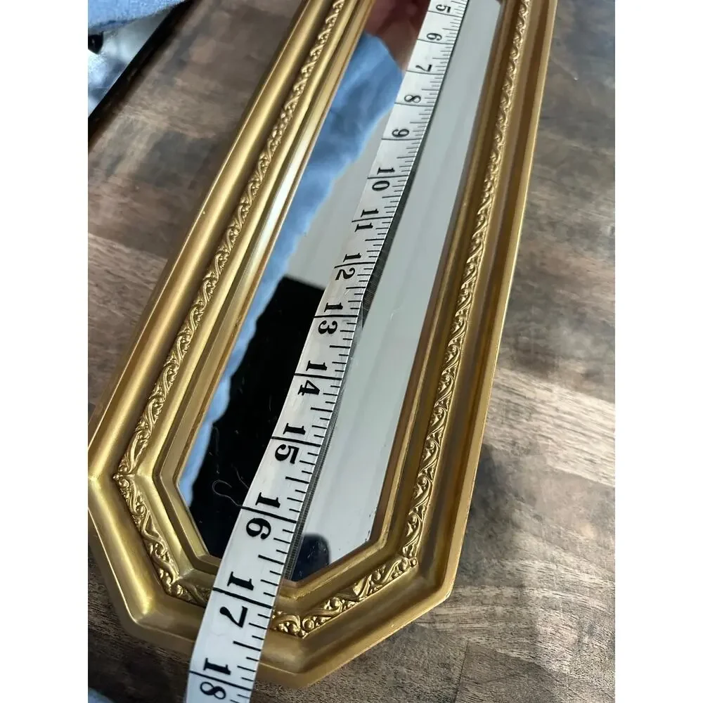 Vintage Homco Home Interiors Mirror Gold Wood Look Octagon Hangs 2 Ways 18